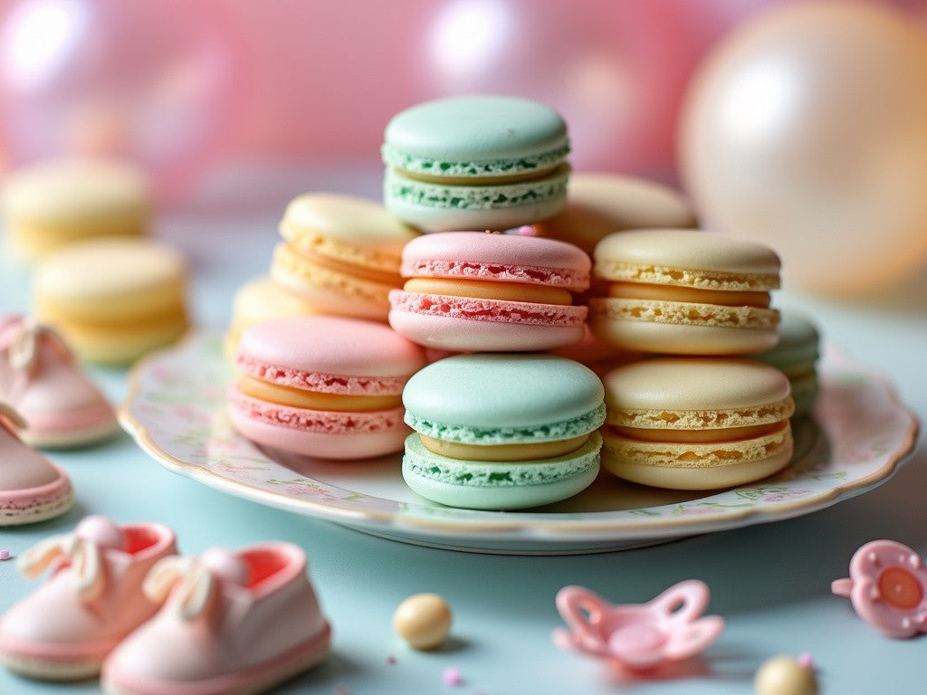 baby shower makroner, baby shower gave, babyshower gave