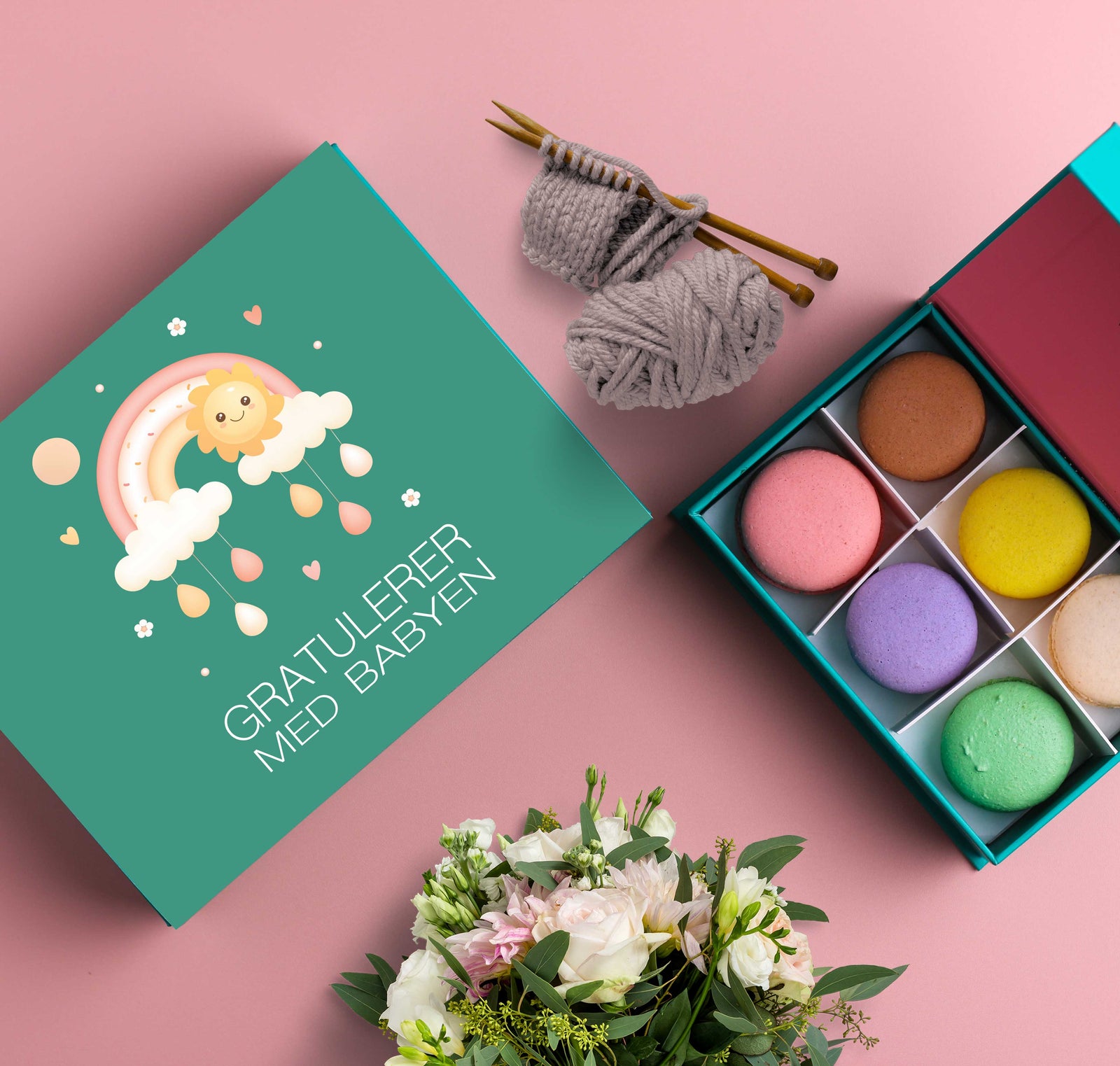 Gratulerer med babyen makroner